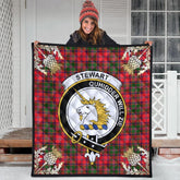 Stewart of Appin Modern Tartan Crest Premium Quilt - Gold Thistle Style